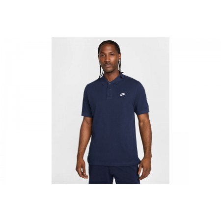 Nike Club Ανδρική Κοντομάνικη Polo Μπλούζα Μπλε Σκούρο