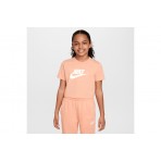 Nike Sportswear Παιδική Κοντομάνικη Crop Top Μπλούζα Σομόν