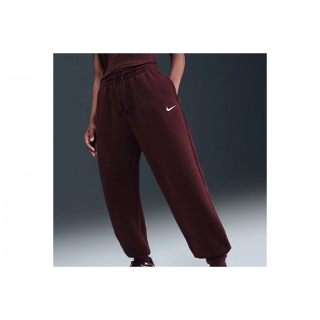 Nike Sportswear Phoenix Fleece Γυναικείο Παντελόνι Φόρμας Μπορντό