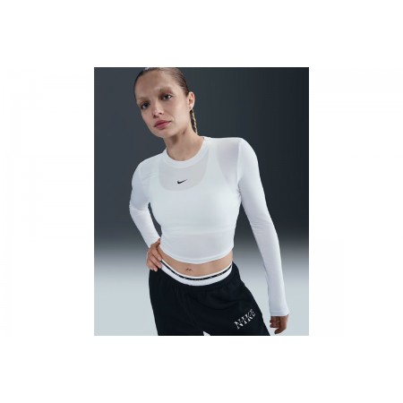 Nike Sportswear Chill Knit Γυναικείο Μακρυμάνικο Crop Top Λευκό