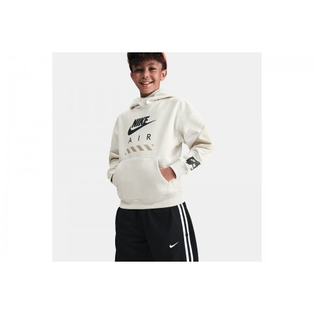 Nike Air Fleece Παιδικό Φούτερ με Κουκούλα Εκρού, Μπεζ, Μαύρο
