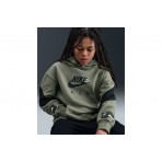 Nike Air Fleece Παιδικό Φούτερ με Κουκούλα Χακί, Μαύρο