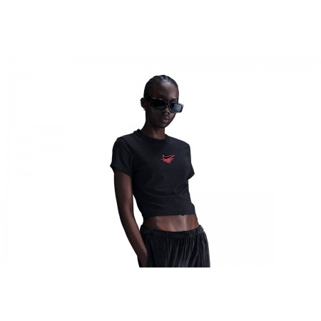 Nike Sportswear Chill Knit Γυναικείο Κοντομάνικο Crop Top Μαύρο