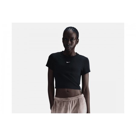 Nike Sportswear Chill Knit Cropped Γυναικείο Κοντομάνικο T-Shirt Μαύρο