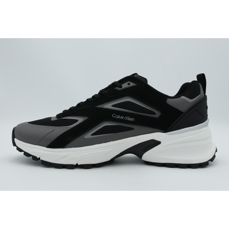 Calvin Klein Knit Mesh Runner Ανδρικά Sneakers Μαύρα, Γκρι Σκούρο, Λευκά