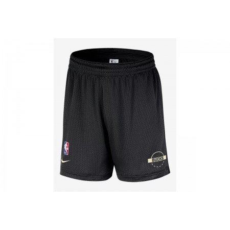 Nike NBA Milwaukee Bucks Mesh Ανδρική Μπασκετική Βερμούδα Μαύρη