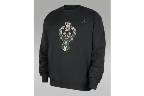Jordan Nba Milwaukee Bucks Fleece Μπλούζα Με Λαιμόκοψη Ανδρική (HM7593 010)