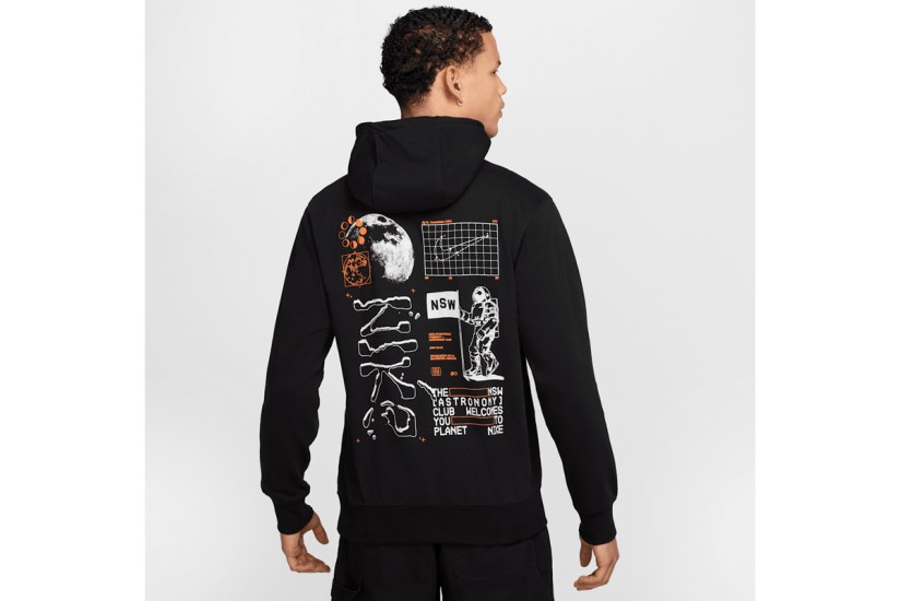 Nike Club French Terry Ανδρικό Φούτερ με Κουκούλα Μαύρο