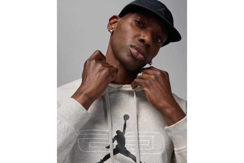 Jordan Sport Crossover Fleece Ανδρικό Φούτερ με Κουκούλα Γκρι