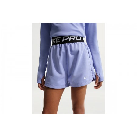 Nike Pro Fleece Dri-FIT Παιδικό Σορτς Λιλά, Μαύρο