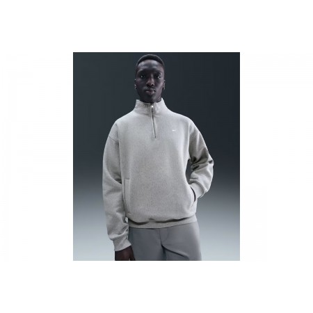 Nike Solo Swoosh Fleece Ανδρική Μακρυμάνικη Μπλούζα με Φερμουάρ Γκρι