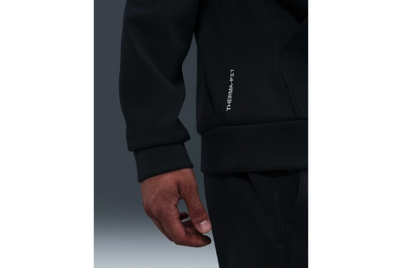 Nike Therma-Fit Fleece Ανδρικό Φούτερ με Κουκούλα Μαύρο