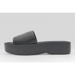 Calvin Klein Amelia Leather Platform Sliders Γυναικεία Σανδάλια Μαύρα
