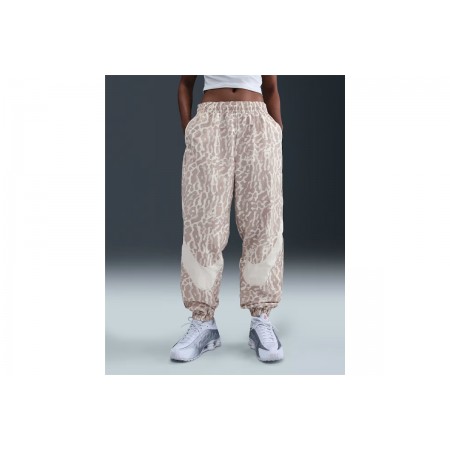 Nike Sportswear Woven Printed Γυναικείο Παντελόνι Φόρμας Λευκό, Μπεζ