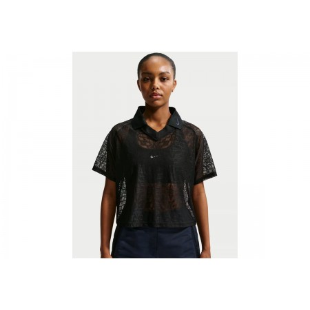 Nike Sportswear Loose Lace Jersey Γυναικείο Κοντομάνικο T-Shirt Polo Μαύρο