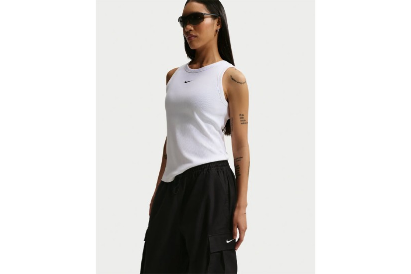 Nike Sportswear Tight Ribbed Γυναικεία Αμάνικη Μπλούζα Λευκή