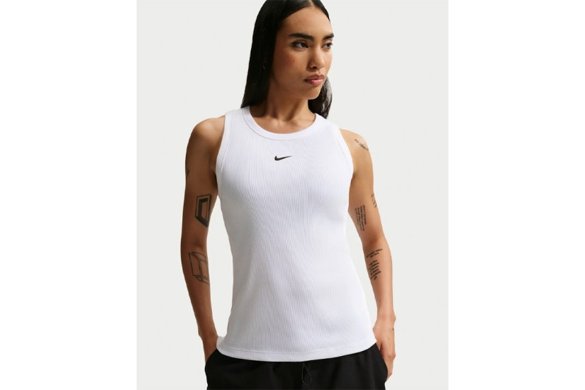 Nike Sportswear Tight Ribbed Γυναικεία Αμάνικη Μπλούζα Λευκή
