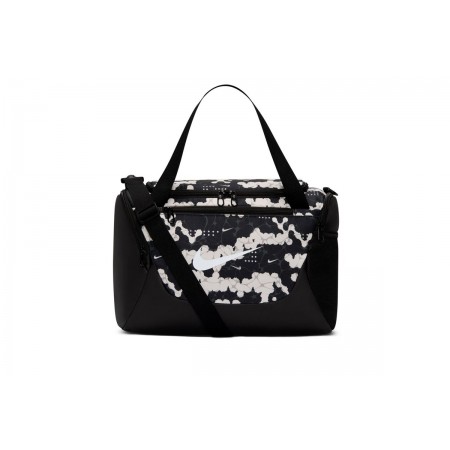 Nike Brasilia All Over Print Αθλητικός Σάκος Μαύρος, Εκρού 24L