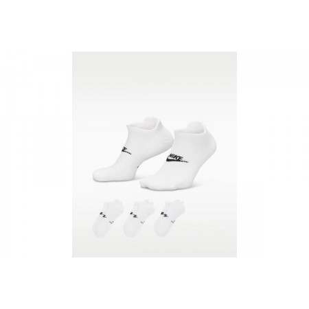 Nike Everyday Elevated No-Show Κάλτσες κάτω από τον Αστράγαλο Λευκές 3 Ζευγάρια