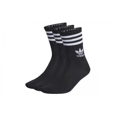 Adidas Originals Crew Unisex Mid-Cut Kάλτσες Μαύρες 3 Τεμάχια
