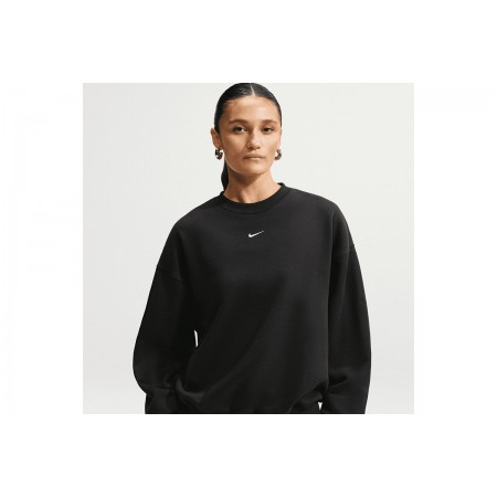 Nike Studio Fleece Oversized Γυναικεία Μακρυμάνικη Μπλούζα με Λαιμόκοψη Μαύρη