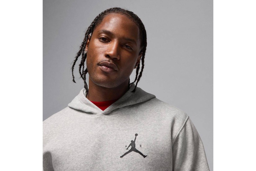 Jordan Jumpman Fleece Ανδρικό Φούτερ με Κουκούλα Γκρι Ανοιχτό
