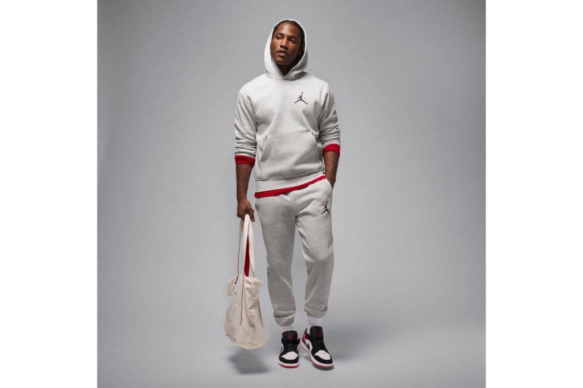 Jordan Jumpman Fleece Ανδρικό Φούτερ με Κουκούλα Γκρι Ανοιχτό