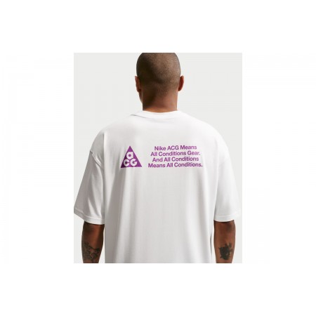 Nike ACG Dri-FIT Ανδρικό Κοντομάνικο T-Shirt Λευκό, Βιολετί
