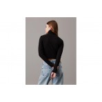 Calvin Klein Γυναικεία Cropped Μπλούζα με Ζιβάγκο Μαύρο