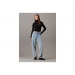Calvin Klein Γυναικεία Cropped Μπλούζα με Ζιβάγκο Μαύρο