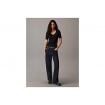 Calvin Klein Slim Ribbed V-Neck Γυναικείο Κοντομάνικο T-Shirt