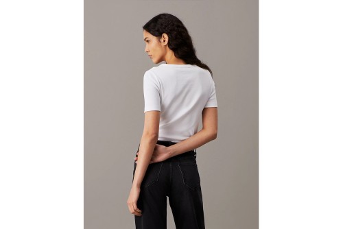 Calvin Klein Slim Ribbed Cotton T-Shirt Γυναικείο (J20J224458 YAF)
