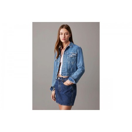 Calvin Klein Γυναικείο Cropped Τζιν Μπουφάν Μπλε