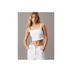 Calvin Klein Denim Γυναικείο Αμάνικο Crop Top Λευκό