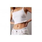 Calvin Klein Denim Γυναικείο Αμάνικο Crop Top Λευκό