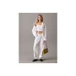Calvin Klein Denim Γυναικείο Αμάνικο Crop Top Λευκό