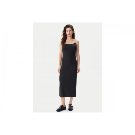 Calvin Klein Logo Elastic Strappy Γυναικείο Φόρεμα Midi Μαύρο