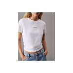 Calvin Klein Slim Cropped Badge Γυναικείο Κοντομάνικο T-Shirt Λευκό