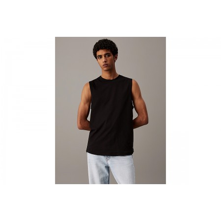 Calvin Klein Cotton Badge Ανδρική Αμάνικη Μπλούζα Μαύρη