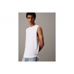 Calvin Klein Cotton Badge Ανδρική Αμάνικη Μπλούζα Λευκή