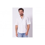 Calvin Klein Oxford Πουκάμισο Ανδρικό Κοντομάνικο Πουκάμισο Λευκό