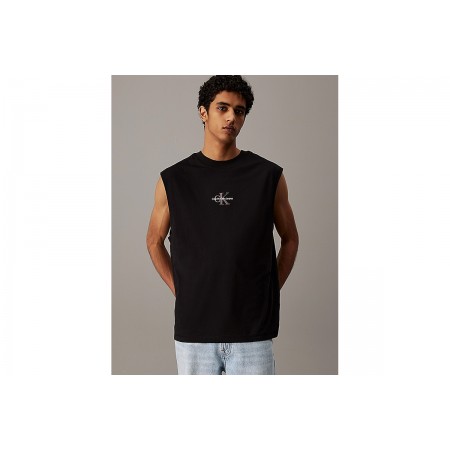 Calvin Klein Ανδρική Αμάνικη Μπλούζα Μαύρη