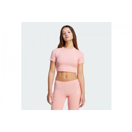 Adidas Originals Ribbed Παιδικό Κοντομάνικο Crop Top T-Shirt Ροζ