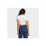 Adidas Originals Ribbed Γυναικείο Κοντομάνικο Crop Top T-Shirt Λευκό