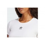 Adidas Originals Ribbed Γυναικείο Κοντομάνικο Crop Top T-Shirt Λευκό