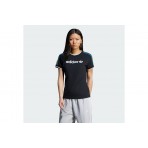 Adidas Originals Linear Logo 3-Stripes Γυναικείο Κοντομάνικο T-Shirt Μαύρο