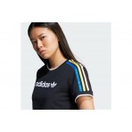 Adidas Originals Linear Logo 3-Stripes Γυναικείο Κοντομάνικο T-Shirt Μαύρο
