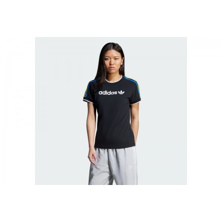 Adidas Originals Linear Logo 3-Stripes Γυναικείο Κοντομάνικο T-Shirt Μαύρο