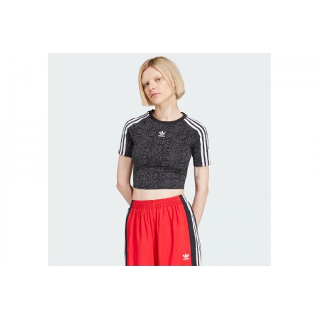 Adidas Originals Snakeskin Γυναικεία Κοντομάνικη Crop Top Μπλούζα