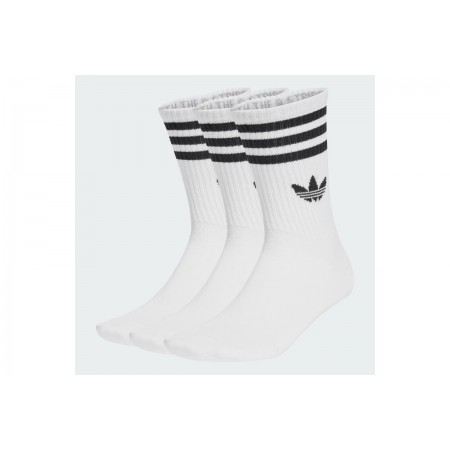 Adidas Originals 3-Stripes Ψηλές Κάλτσες Λευκές 3 Ζευγάρια